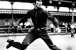 bruce lee,,in,his,prime,doing,flying,kick