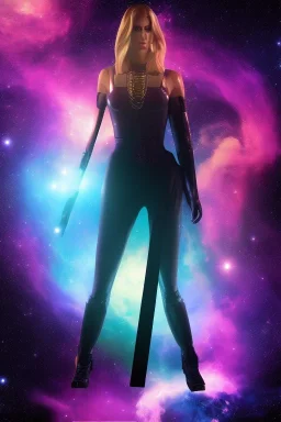 Full body portrait, painting, medium shot lady Spacecore background volumetric starlight