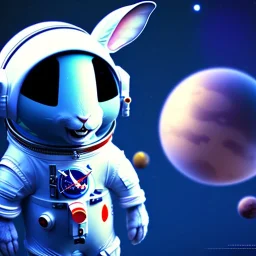 pixar style cute rabbit astronaut in space, unreal engine