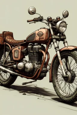 gambarkan saya ilustrasi motor tua dari Indonesia