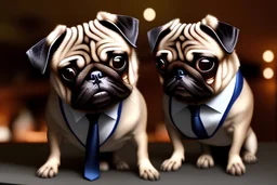 pug in a suit at a bar