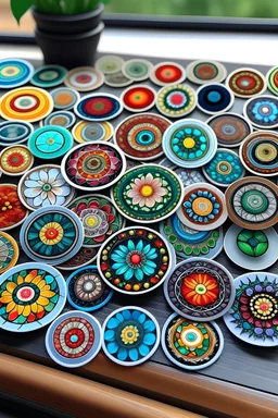 gemstones mandalas as circle stickers from up