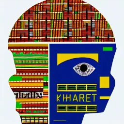 robot portrait in Kente, cinematic, ghana flag, african pattern symbols, engraved, 8k quality