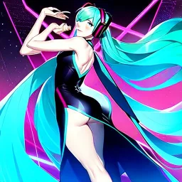  Beautiful flawless Anime art of beautiful Hatsune miku with beautifel legs by artgerm, ross tran, magali villeneuve, Greg Rutkowski, Gil Elvgren, Alberto Vargas, Earl Moran,, Art Frahm, Enoch Bolles