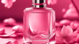 generate me an aesthetic complete image of pink perfume