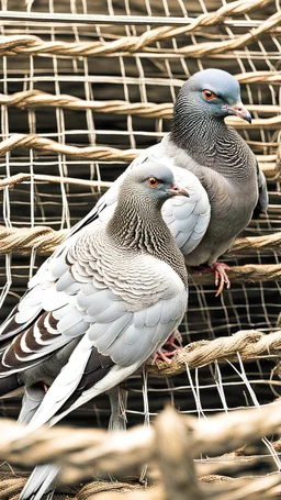 Pigeons trapped in snared