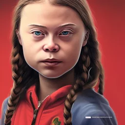 portrait of Greta Thunberg armed