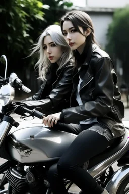 2 girl with motorcycle
