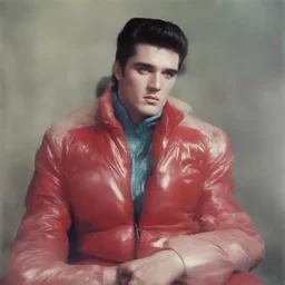 Elvis presley, red, autochrome, plastic puffy jacket