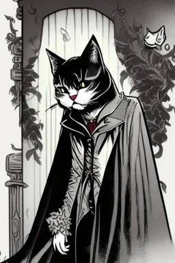 Vampire cat with cape. Graphic novel. Isabel Kreitz