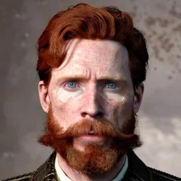 male actor Courtney Gains as a ruggedly handsome, roguish pirate, charismatic, attractive male, masculine, perfect, precisely detailed clear eyes, unblemished, flawless skin, softly freckled face; meticulously detailed multi-hued ginger carrot-colored cherry fire red hair; Malachai of the corn; ethereal fantasy maximalist matte painting, realistic, Victorian era, old fashioned, vintage, antique, beautiful, renaissance; Susan Jeffers art, Jason Beam art, Clint Carney art, Jason Felix art