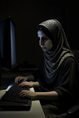 dansih iran woman working with computer