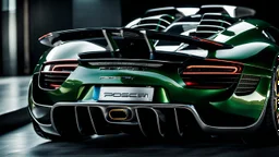 Rear View A stunningly realistic (((porsche veyron 918 x mansory))), intricate detail and perfection in every surface, glimmering metal and luxurious contours, a (perfect model) for a desktop wallpaper fit for high resolution screens, evoking a sense of futuristic elegance in a (4K cinematic atmosphere).