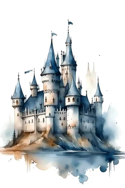 dark castle. White background . watercolor drawing