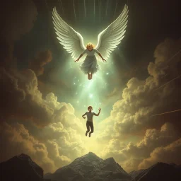 fool body, Lost heaven with a falling angel, cinematic BG, enchant color, speed lines, 8k, dramatic scene,