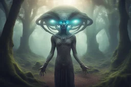 ancient alien mystic in mystical forest