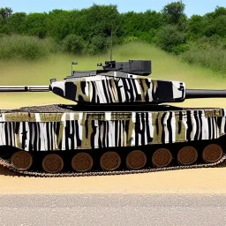 Zebra striped Camouflage battle tank