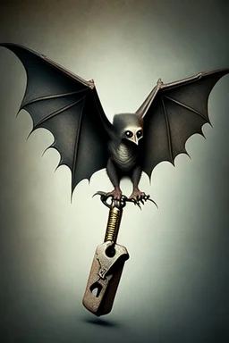 flying bat holding a key