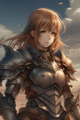 Girl with tank like armor in a fantasy world anime style