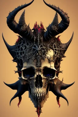 a devil's skull with circuitry for horns