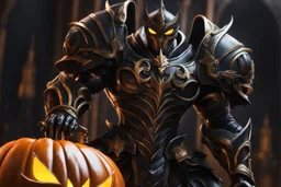 Armor Monarch venom in anime artstyle, pumpkin, halloween them, close picture, fantasy world, intricate details, highly detailed, high details, detailed portrait, masterpiece,ultra detailed, ultra quality