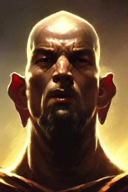 Portrait of a monk, grim, Frank Frazetta, Greg Rutkowski, hyperdetailed, dnd, trending on Artstation, Splash screen art, dynamic lighting, hyperdetailed, intricately detailed, a masterpiece, 8k resolution