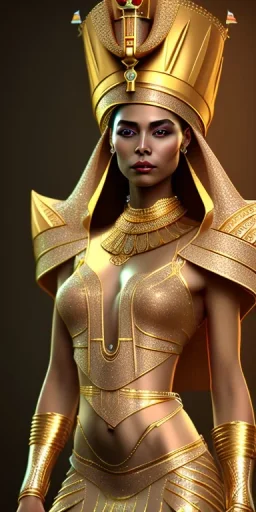 Beautiful pharaonic queen, pharaonic dress, clear features, too many details, 4k, 8k, portrait, 3d, fantasy, realistic, cinematic