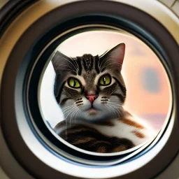 hyper-realistic backview of cat looking through porthole to astronaut floating in space, 8k resolution, high-quality, fine-detail, detailed matte, intricate, 3D octane render, illustration, digital art, brian froud, howard lyon, anna dittman, greg rutowski,