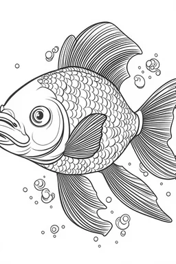 outline art for Fish coloring pages with sitch, white background, Sketch style, full body, only use outline, dementia patients style, clean line art, white background, no shadows and clear and well outlined.