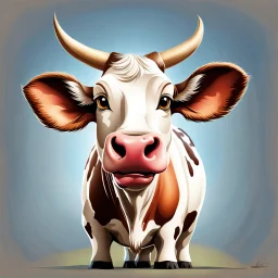 Cow with rat ears and tail caricature art