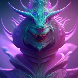 purple mythical creature in galaxy, teal and purple smoke, detailed, realistic, 4k