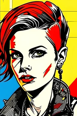 portrait femme punk style pop art