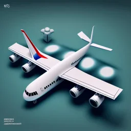 3d isometric rendering of plane buildt by paper