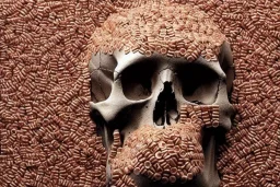 Human skull made from pennies