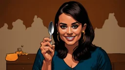 redraw this person who is holding a spoon in an american comic book style