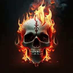 fiery skull