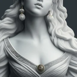 Greek white marble stature, full body, full of details realistic, beautiful young woman, hight definition, 8k,