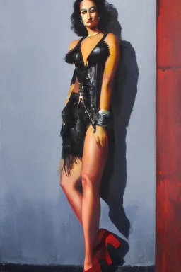 Full body portrait, painting, medium shot lady Steelpunk