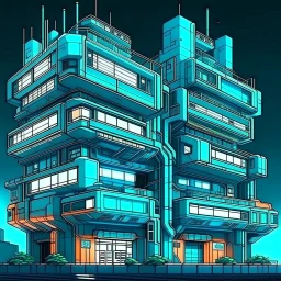cyberpunk retro futuristic hospital building for comics