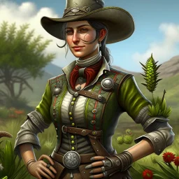 wild west female botanist grimdark realistic