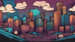 Comic book style background for a gaming streamer skyline