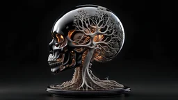 3D rendering of Expressively detailed and intricate of a hyperrealistic “fetus”: glossy black, side view, full body, single object, black background, shamanism, octane render, 8k post-production, detailled metalic bones, dendritic, artstation: award-winning: professional portrait: atmospheric: commanding: fantastical: clarity: 16k: ultra quality: striking: brilliance: stunning colors: amazing depth
