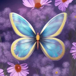 beautiful transparent butterfly, flowers in cosmos, smooth, extremely sharp detail, finely tuned detail, ultra high definition, 8k, unreal engine 5, ultra sharp focus, accurate hands