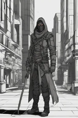 Male human rogue in a city