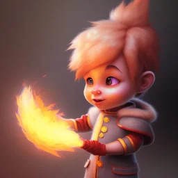 Concept art of Little fire-boy (Pixar art style)++, highly detailed, digital painting, art stations, concept art, smooth, unreal engine 5, god rays, ray tracing, RTX, nanite polygons, lumen lighting, ultra detail, volumetric lighting, 3d, detailed anime, finely drawn, high definition, high resolution, cartoon [ animation, cartoon, drawing, painting, low res, cropped, watermark, jpeg artifacts, low quality, normal quality, bad anatomy, text error, worst quality, blurry thousan