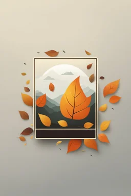 square logo , landscape with leaf fall, flying leaves