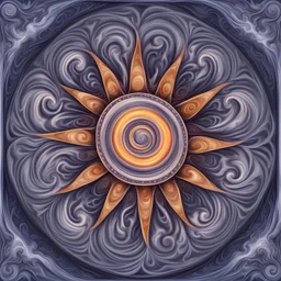 whirlpool vortext of great wonder and majesty, spinning magical whirl, symmetrical sun symbol