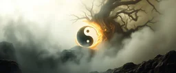 yin yang, earth elementals, depth of field, volume light, fog, a fluffy quickling twister