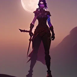 warrior lady under the Moon