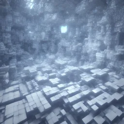  53D cubes white on blue floor full length clean art NFT, blender 3d